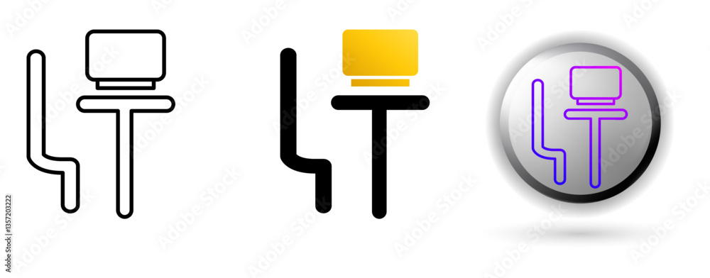Desk Icon concept of productivity, work and professional environment. Various styles of outline, solid and glossy effects, ideal for business presentations, corporate websites etc. Desk Icon concept of productivity, work and professional environment. Various styles of outline, solid and glossy effects, ideal for business presentations, corporate websites etc.