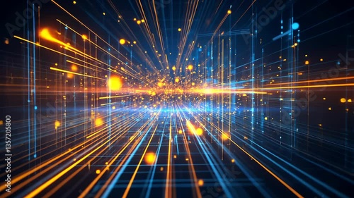 Wallpaper Mural Colorful digital abstraction showcasing vibrant lines and light bursts in a futuristic environment Torontodigital.ca