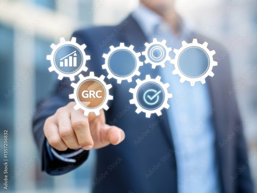 Policy affects economic risk and exchange rates concept. Digital interface showing gears and analytics, representing business management and strategies. Policy affects economic risk and exchange rates concept. Digital interface showing gears and analytics, representing business management and strategies.