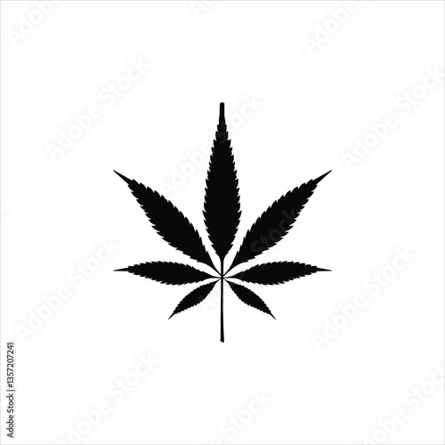 Cannabis leaf silhouette vector art illustration.