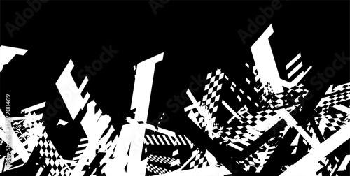 Abstract Black  White Geometric Chaos