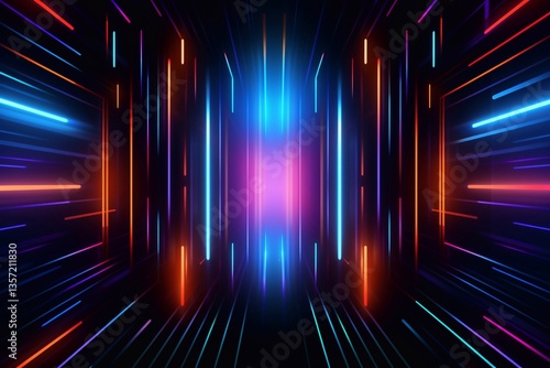 Abstract neon illusion. Digital neon art. Generative AI