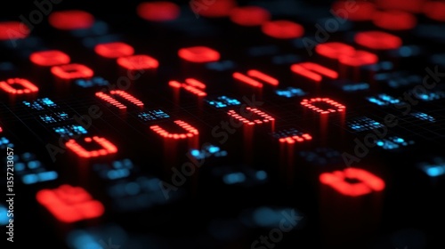 Digital calendar display, glowing numbers, intricate grid