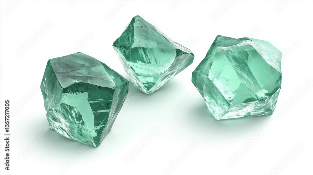 Fototapeta premium A few fluorite gem isolated on solid white background