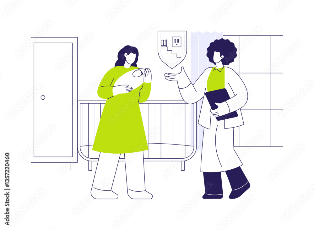 Baby safety consultation abstract concept vector illustration. Baby safety consultation abstract concept vector illustration.