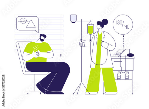 Hypertensive crisis emergency help abstract concept vector illustration.