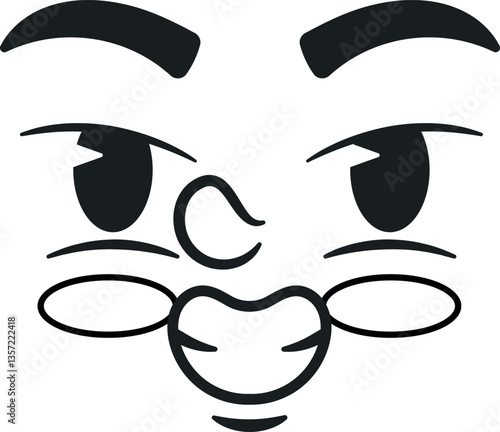 Grinning doodle facial emotion vector illustration