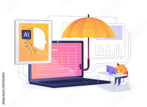 AI-Enhanced Actuarial Science abstract concept vector illustration.