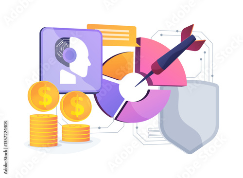 AI-Analyzed Market Trends abstract concept vector illustration.