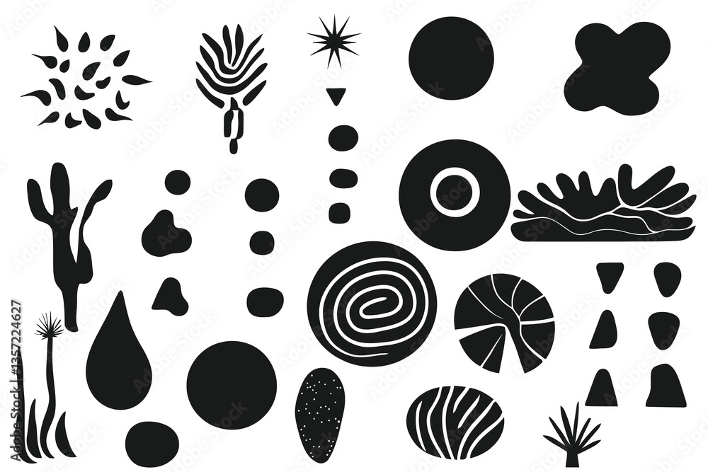 vector set of black silhouettes of trees