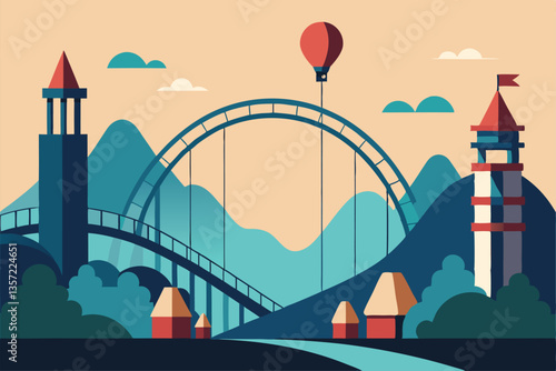 vector illustration of bridge in the city