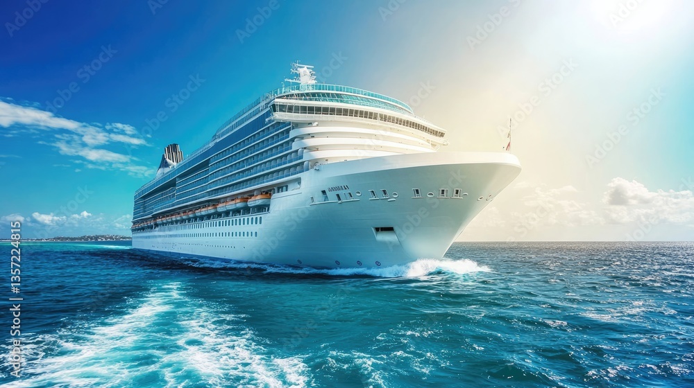 Majestic Cruise Ship Sailing on a Sunny Day Majestic Cruise Ship Sailing on a Sunny Day