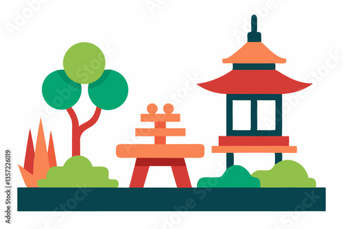 vector illustration of pagoda