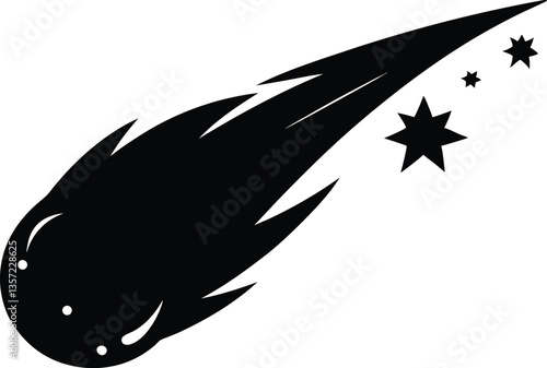 Falling meteor icon silhouette vector,Falling meteor clip art