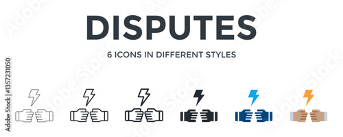Disputes Icon In Different Style Vector Illustration. Designed In Thin Line, Regular Line, Bold Line, Glyph, Color Fill, And Flat Style Can Be Used For Web