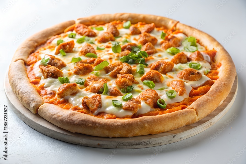 buffalo chicken pizza on white background buffalo chicken pizza on white background