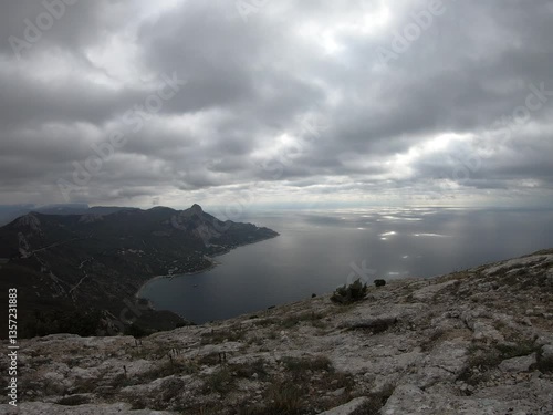 Timelapse - view of Laspi Bay from the top of the mountain