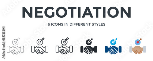 Negotiation Icon In Different Style Vector Illustration. Designed In Thin Line, Regular Line, Bold Line, Glyph, Color Fill, And Flat Style Can Be Used For Web