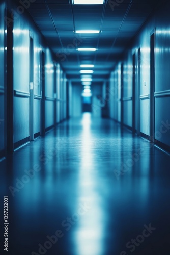 Wallpaper Mural Empty Hospital Corridor With Abstract Interior Design And Glowing Reflection Of Neon Lights Torontodigital.ca
