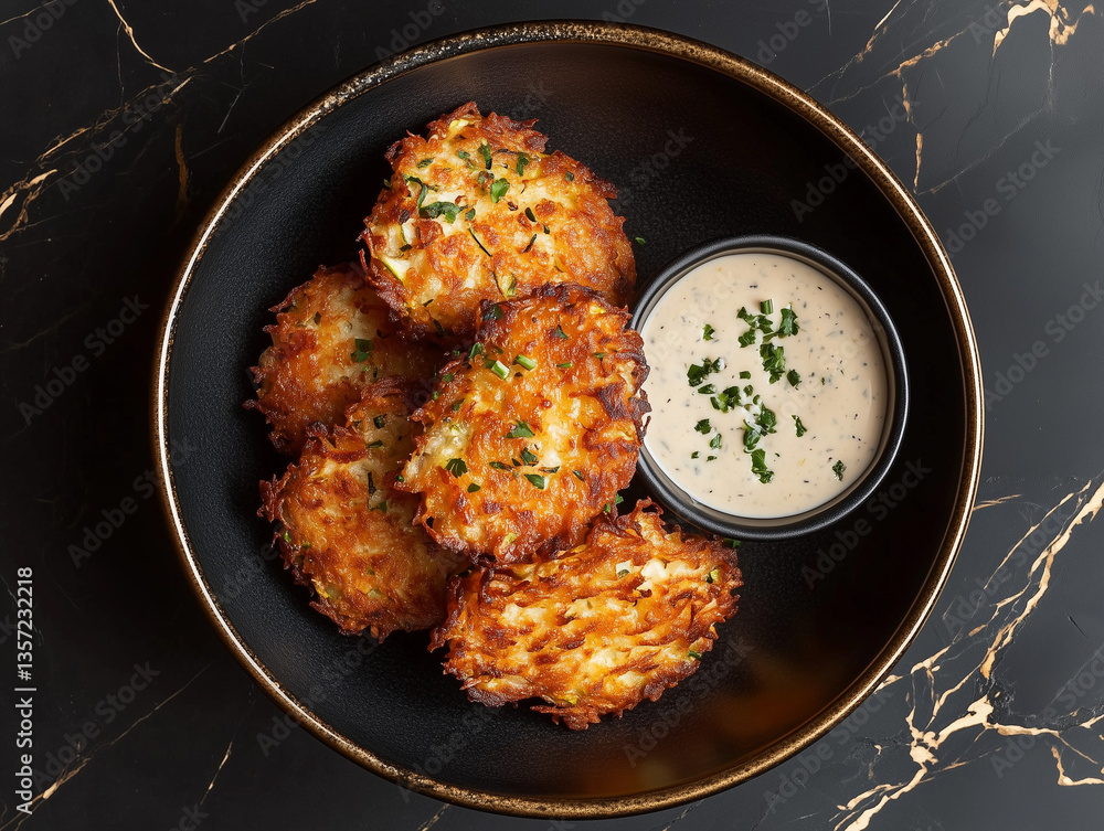 Fototapeta premium Crispy Zucchini Fritters – Golden, Crunchy & Irresistible