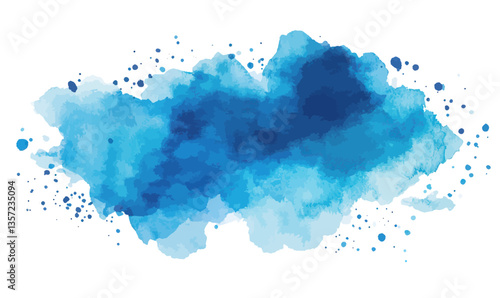 Wallpaper Mural Abstract Blue Watercolor Stain on Transparent Background - Minimalist Art Vector for Design Projects Torontodigital.ca