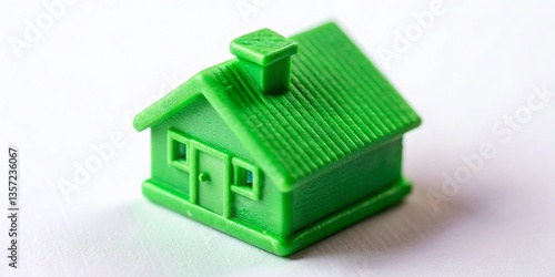 Macro View of Green Miniature House from Above - Monopoly Game Piece