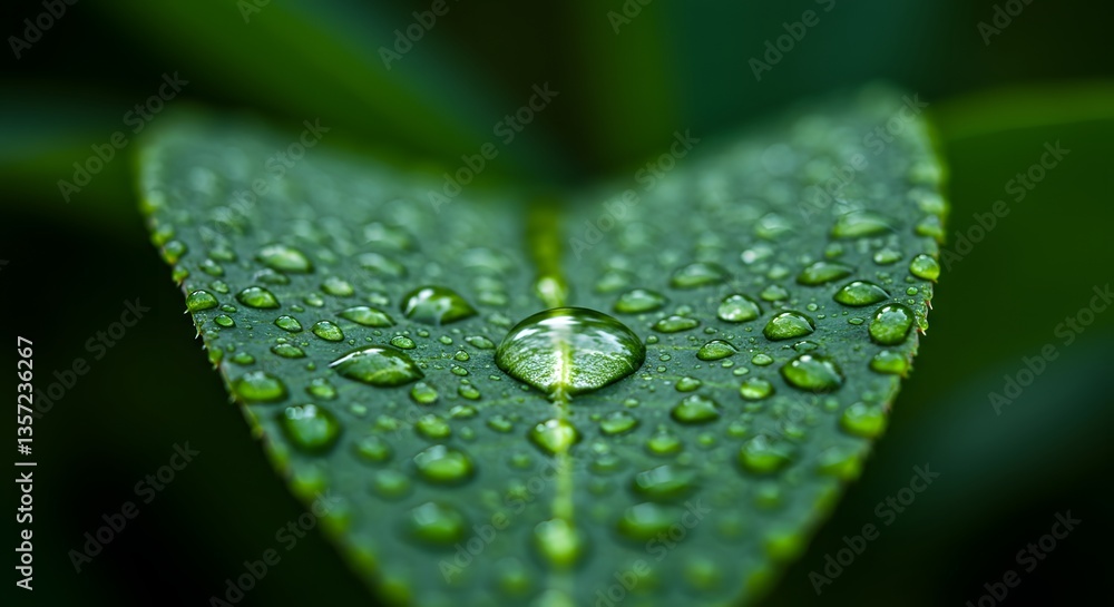 Fresh droplets after the rain, a tranquil and rejuvenating macro scenery Fresh droplets after the rain, a tranquil and rejuvenating macro scenery