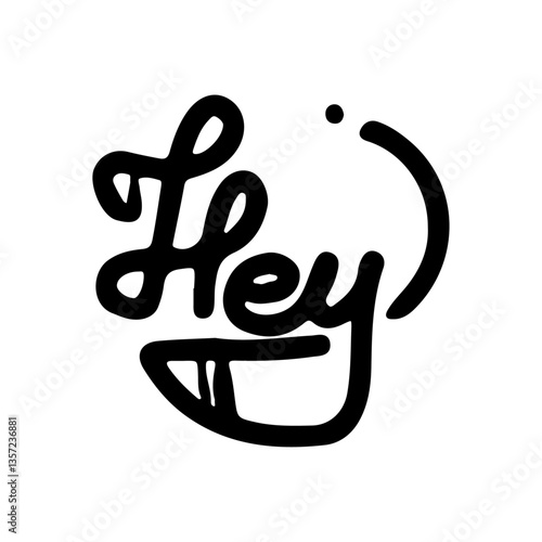 Marker or pens drawn graffiti, isolated street art phrase or slogan hey in stylized way. Vector urban painting texture with tag and doodle, word and calligraphy. Monochrome drawing for textile print