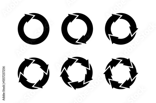 Circular cycle arrows for diagram. Round infographic with sections. Set of rotating rings with sequence for presentation. Vector illustration isolated on white background.