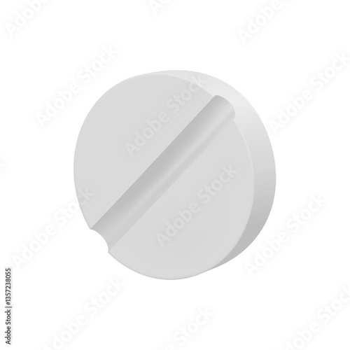 Realistic round pharmaceutical medical pill, isolated tablet. Vector medicaments for patients, treatment and healthcare. Wellbeing and cure for patient. Medical drugstore product for human body health