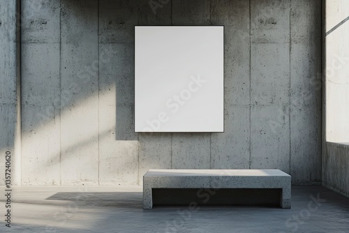 Empty White Frame on Concrete Wall Background Billboard Exhibition and Mock Up Concept 3D Rendering