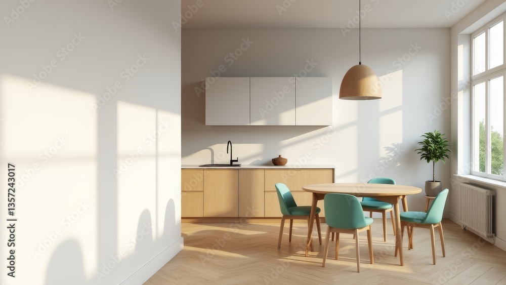 Bright Modern Dining Area With Kitchen Bright Modern Dining Area With Kitchen