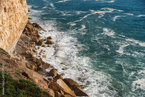 Obraz na płótnie View of the sea cliffs in the ocean in Nazare, Portugal w salonie