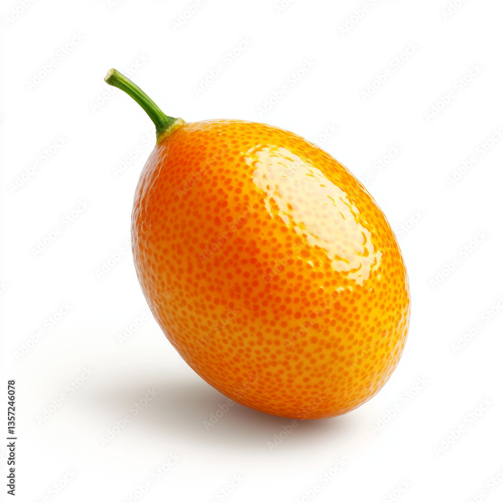 a bouncing fresh orange kumquat with a glossy rind isolated on white background, full depth of field a bouncing fresh orange kumquat with a glossy rind isolated on white background, full depth of field