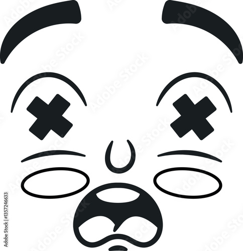 Scared facial emotion doodle character