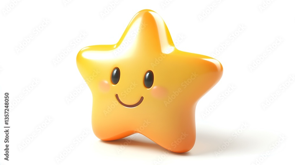 3d render of yellow star with smiley face on white background 3d render of yellow star with smiley face on white background