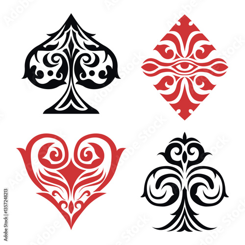 Decorative poker playing card suits symbols vector