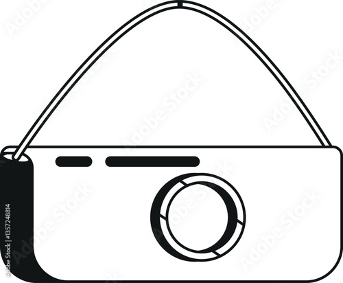 Black-and-white trendy female handbag vector illustration