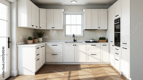 Wallpaper Mural Bright Kitchen With White Cabinets-Interior Torontodigital.ca