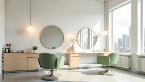 Modern Hair Salon Interior With Two Stations