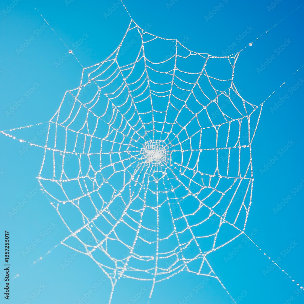 Obraz premium A clear Spider Web isolated on sky colo