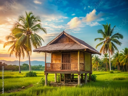 Minimalist Bahay Kubo Design: Simple Filipino Hut Stock Photo