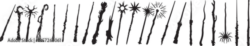 Hand drawn mage wand silhouette