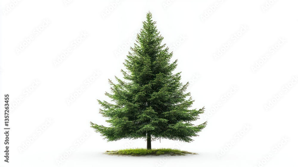 Fototapeta premium A pine tree isolated against a white background, showcasing its details.