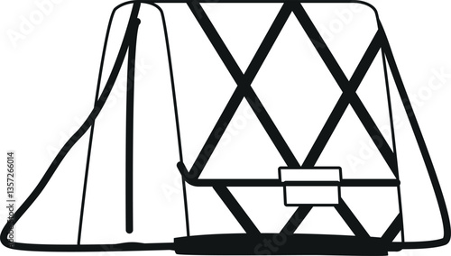Black-and-white elegant female bag vector illustration
