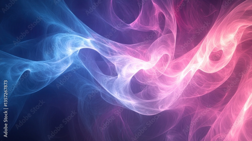 Flowing ethereal forms in cool blue and warm pink blend into a captivating abstract background rendering Flowing ethereal forms in cool blue and warm pink blend into a captivating abstract background rendering