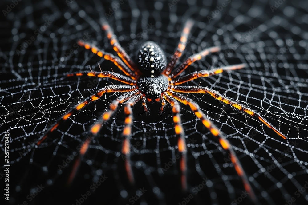 Spider on a Dewy Web: A Stunning Macro Shot Spider on a Dewy Web: A Stunning Macro Shot