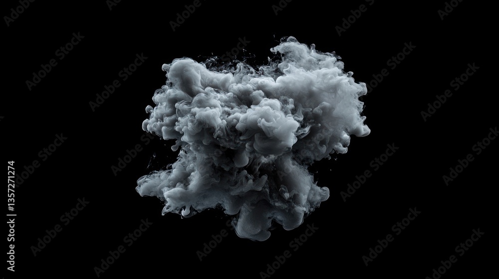 Dramatic White Smoke Cloud on Black Background for Creative Projects Dramatic White Smoke Cloud on Black Background for Creative Projects