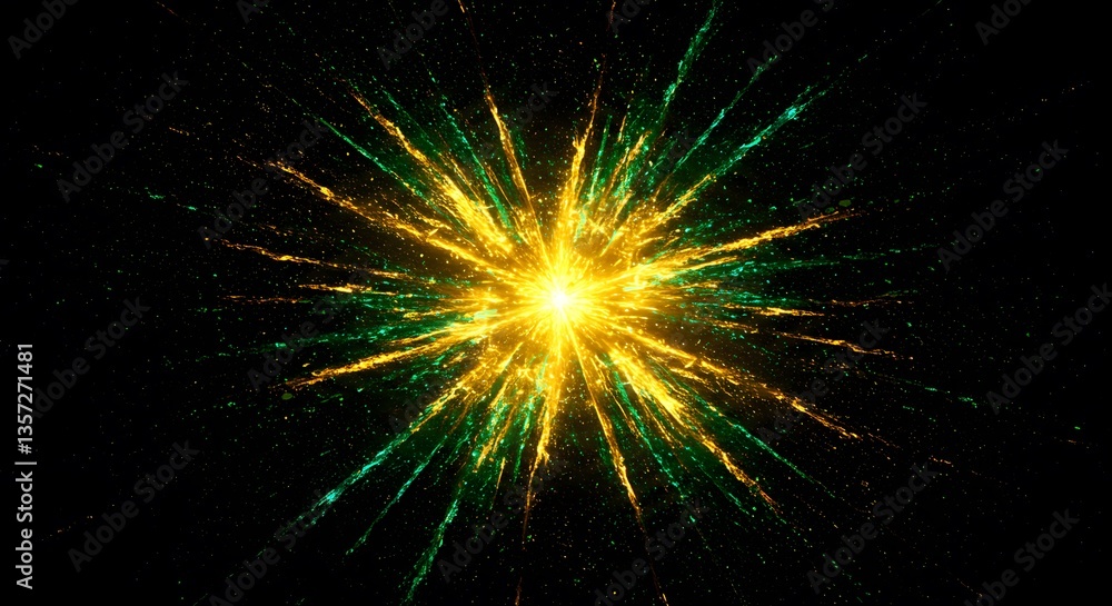 Fototapeta premium Radiant golden explosion in digital abstract art