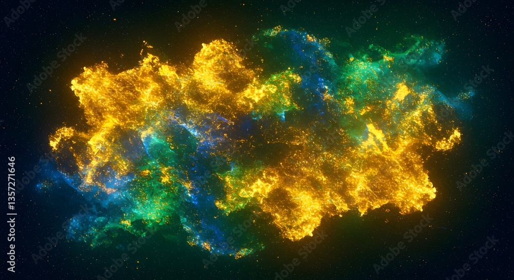 Obraz premium Galactic explosion with vibrant blue and gold hues